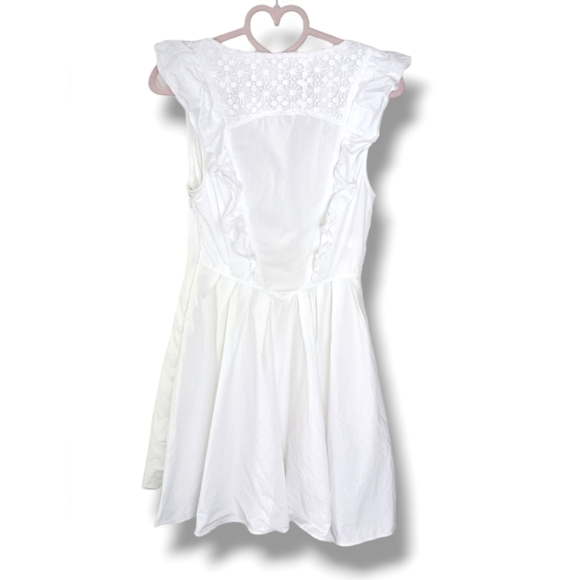 Free People Women Half Moon Crochet Ruffle Embroidered Dress In White - Picture 7 of 8
